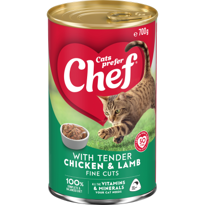 Chef Tender Chicken & Lamb Fine Cuts Cat Food 700g