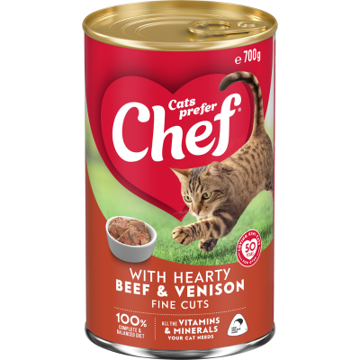 Chef Hearty Beef & Venison Fine Cuts Cat Food 700g