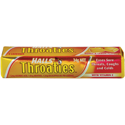 Halls Throaties Lozenges Honey & Lemon 34g