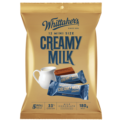 Whittaker's Mini Size Creamy Milk 12 Chocolate Bars 12 x 15g