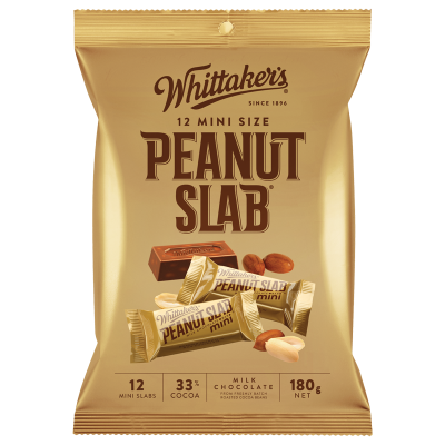 Whittaker's Mini Size Peanut Slab 12 Chocolate Bars 12 x 15g