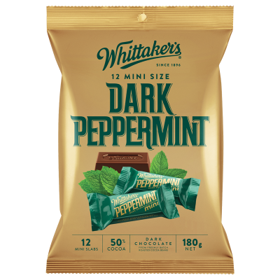 Whittaker's Mini Size Dark Peppermint 12 Chocolate Bars 12 x 15g