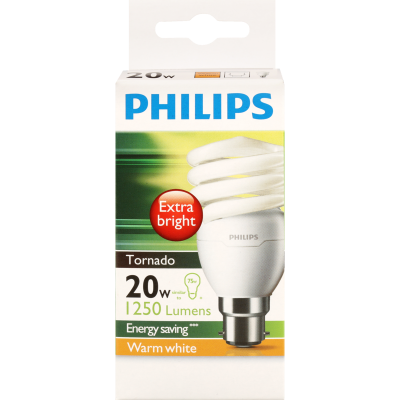 Philips Tornado 20w Warm White Bayonet Bulb 1pk