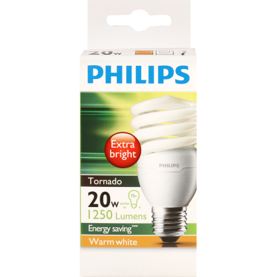 Philips Tornado 20w Warm White Screw Bulb 1pk