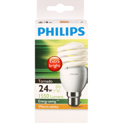 Philips Tornado 24w Warm White Bayonet Bulb 1pk