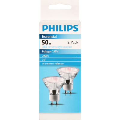 Philips Essential Halogen 240v 50w Bulb 2pk