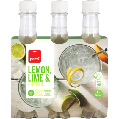 Pams Lemon Lime & Bitters 6 x 340ml