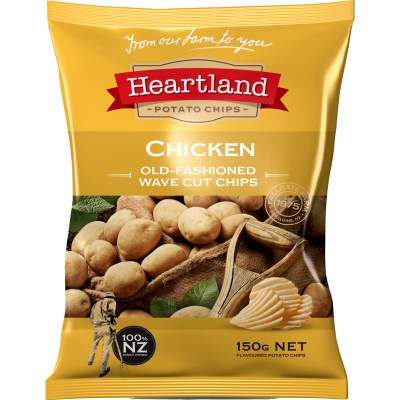 Heartland Chicken Old Fashioned Wave Cut Potato Chips 150g