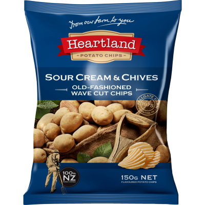 Heartland Sour Cream & Chives Old-Fashioned Wave Cut Chips 150g