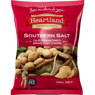 Heartland Southern Salt Old Fashioned Wave Cut Potato Chips 150g
