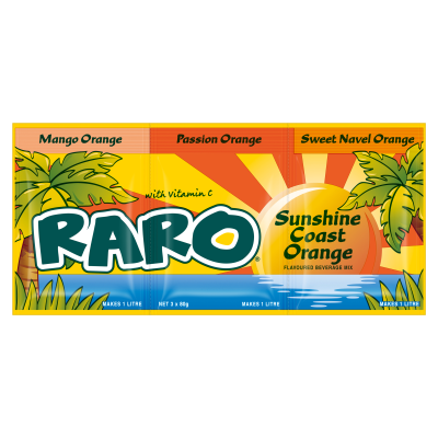 Raro Sunshine Coast Orange Flavoured Beverage Mix 3 x 80g