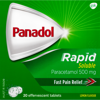 Panadol Rapid Soluble Lemon Effervescent Tablets 20pk