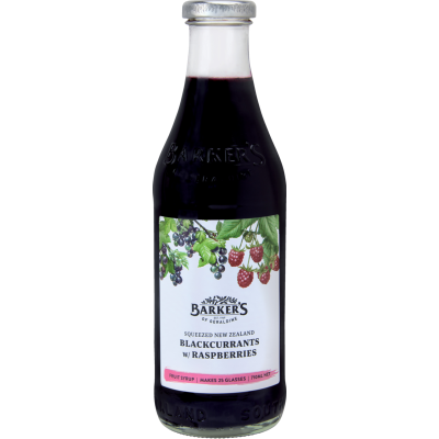 Barker's Squeezed New Zealand Blackcurrants & Raspberries Fruit Syrup 710ml