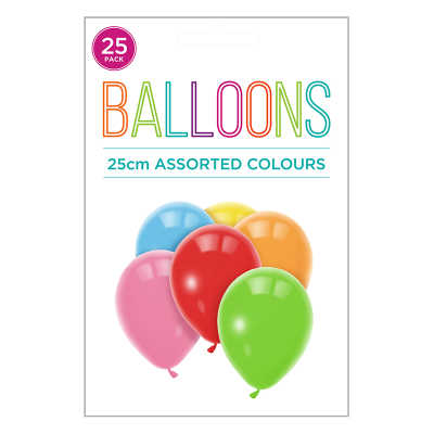 Hoorah Balloons Assorted Colours 25pk