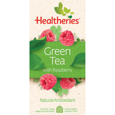 Healtheries Green Tea With Raspberry Tea Bags 20pk