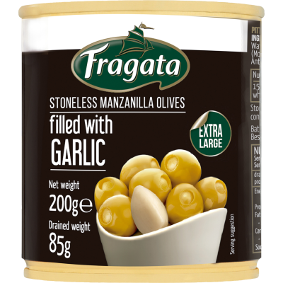 Fragata Stoneless Manzanillo Olives filled With Garlic 200g