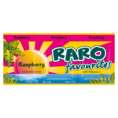 Raro Favourites Raspberry Flavoured Beverage Mix 3 x 80g