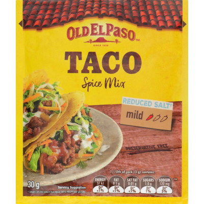 Old El Paso Salt Reduced Taco Spice Mix 30g