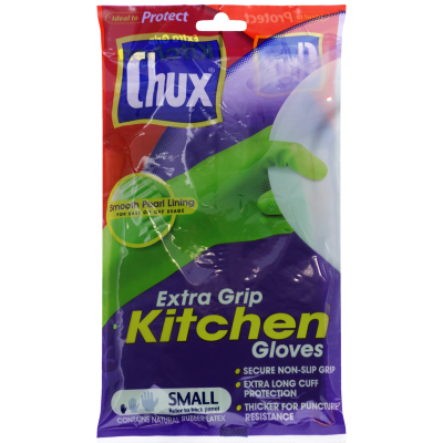 Chux Extra Grip Kitchen Reusable Gloves Small 1pr
