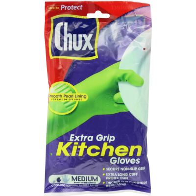 Chux Extra Grip Kitchen Reusable Gloves Medium 1pr