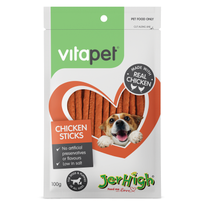 VitaPet Jerhigh Chicken Sticks Dog Treats 100g