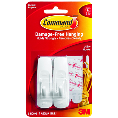 3M Command Medium Utility Hooks 2pk