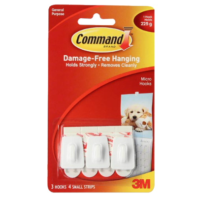3M Command Micro Hooks White 3pk