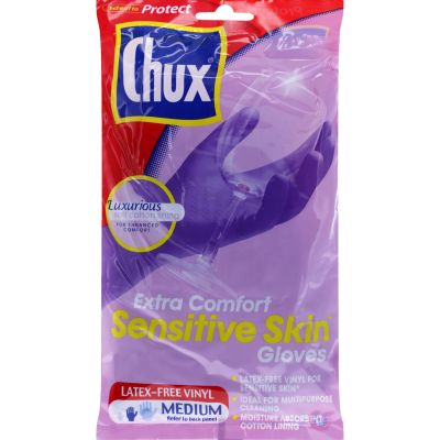 Chux Extra Comfort Sensitive Skin Gloves Medium 1pr