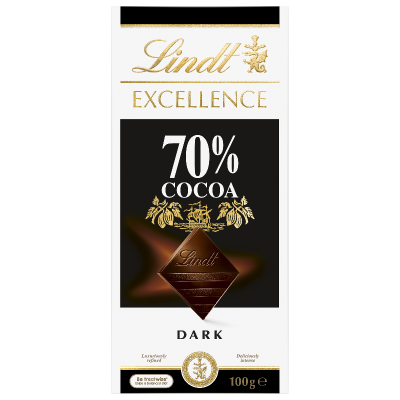 Lindt Excellence 70% Cocoa Dark Chocolate Block 100g