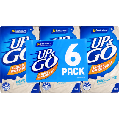 Sanitarium Up & Go Vanilla Ice Flavour Liquid Breakfast 6 x 250ml