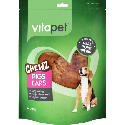 VitaPet Chewz Pig Ears Dog Treats 6pk