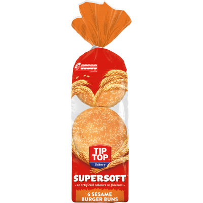 Tip Top Supersoft Sesame Burger Buns 6pk