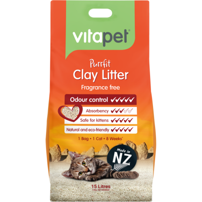 VitaPet Purrfit Fragrance Free Clay Cat Litter 15l