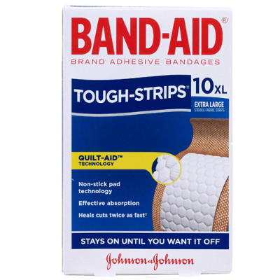 Band-Aid Tough-Strips Extra Large Sterile Fabric Strips 10pk