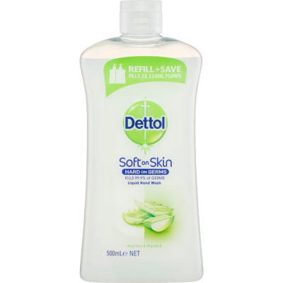 Dettol Antibacterial Aloe Vera & Vitamin E Liquid Hand Wash Refill 500ml