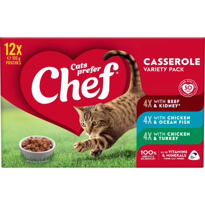 Chef Casserole Variety Pack Pouches Cat Food 12 x 100g