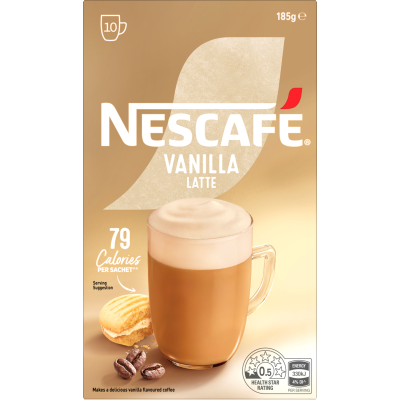 Nescafe Vanilla Latte Coffee Sachets 10 x 18.5g