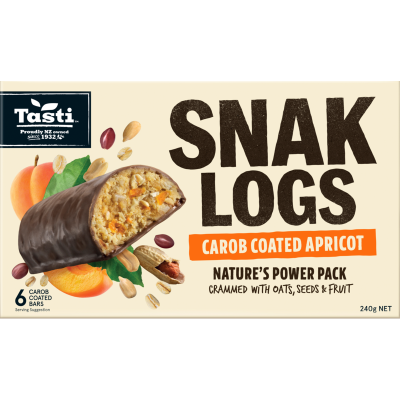 Tasti Carob Coated Apricot Snak Logs 6 x 40g