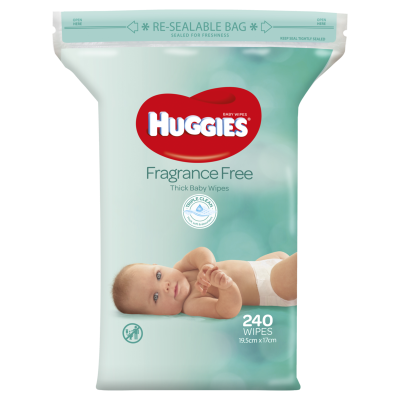 Huggies Fragrance Free Thick Baby Wipes 240pk