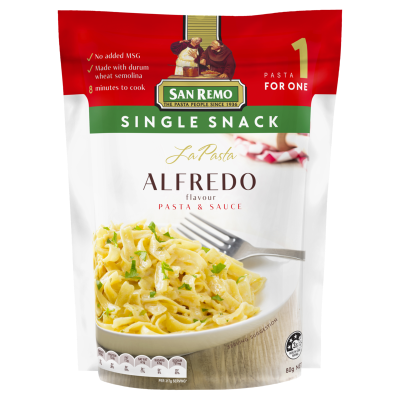 San Remo La Pasta Alfredo Pasta & Sauce Single Snack 80g