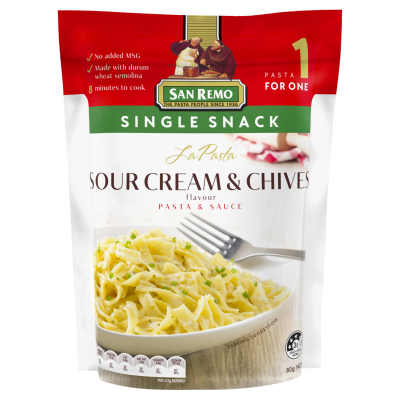 San Remo La Pasta Sour Cream & Chives Pasta & Sauce Single Snack 80g