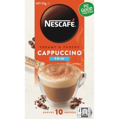 Nescafe Cafe Menu Cappuccino Skim Coffee Sachets 10 x 13g