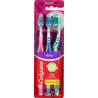 Colgate Medium Toothbrush 3pk