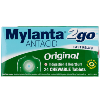 Mylanta 2Go Original Antacid Chewable Tablets 24pk