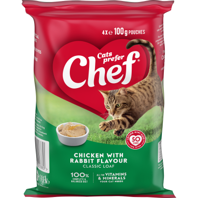 Chef Chicken with Rabbit Flavour Classic Loaf Pouches Cat Food 4 x 100g