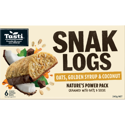 Tasti Oats Golden Syrup & Coconut Snak Logs 6 x 40g