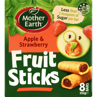 Mother Earth Apple & Strawberry Fruit Sticks 8 x 19g