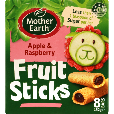 Mother Earth Apple & Raspberry Fruit Sticks 8 x 19g