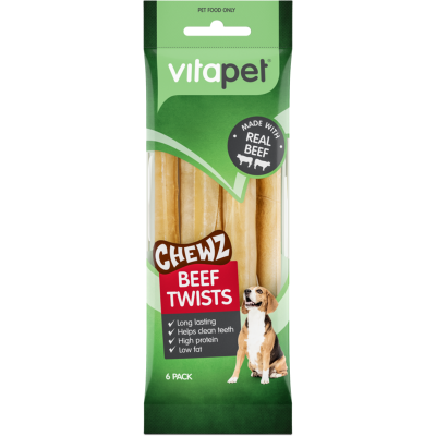 VitaPet Chewz Beef Twists Dog Treats 6pk