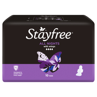 Stayfree All Nights Pads With Wings 10pk